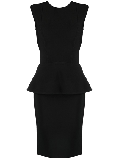 Herve L Leroux Peplum-waist Dress In Black