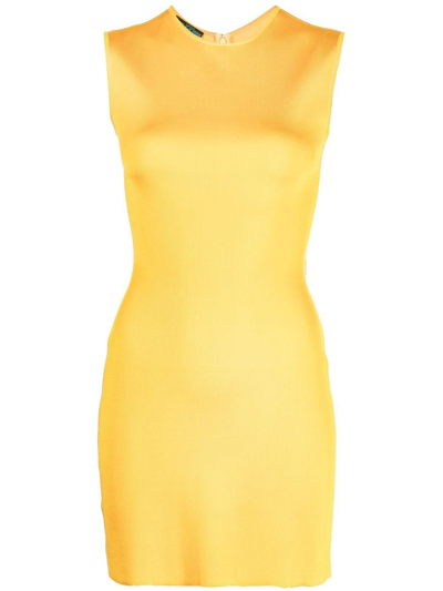 Herve L Leroux Sleeveless Knit Mini Dress In Yellow
