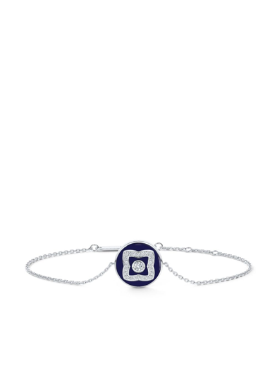 De Beers Jewellers 18kt White Gold Enchanted Lotus Diamond And Enamel Bracelet In Blue