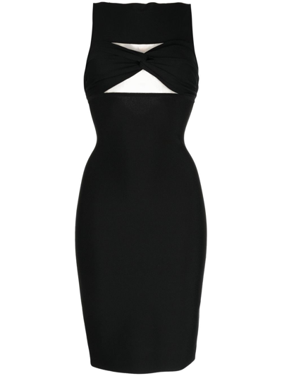 Herve L Leroux Cut-out Bodice Pencil Dress In Black