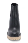 Dolce Vita Caster H2o Black Leather Platform Ankle High Heel Boots In Black Leather