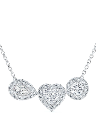 De Beers Jewellers 18kt White Gold Aura Trilogy Diamond Necklace In Silver