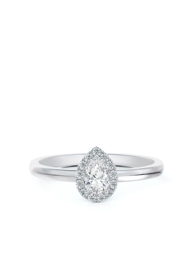 De Beers Jewellers Platinum Aura Diamond Solitaire Ring In Silver