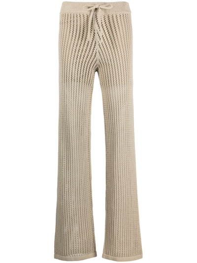 Hugo Open-knit Straight-leg Trousers In Green