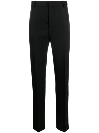 Alexander Mcqueen Satin-trimmed Tailored Trousers In Black