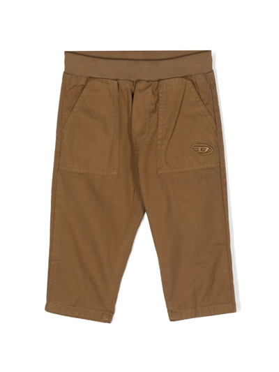 Diesel Babies' Logo-embroidered Cotton Track Pants In Brown