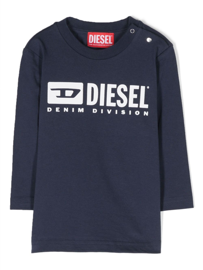 Diesel Kids' Logo-print Cotton T-shirt In Blue