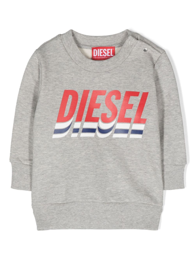 Diesel Babies' Logo-print Cotton Sweatshirt In Grey