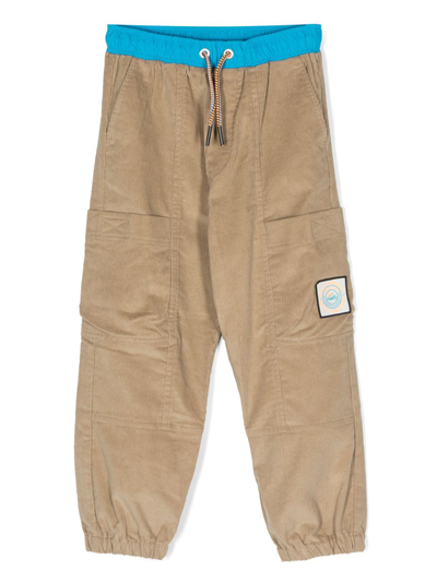 Diesel Kids' Logo-patch Cotton Track Pants In Brown