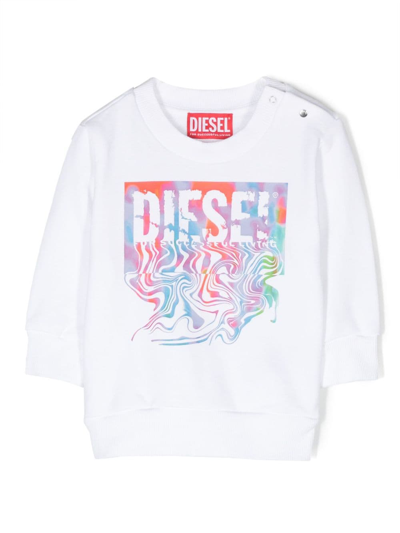 Diesel Babies' Graphic-print Cotton Sweatshirt In White