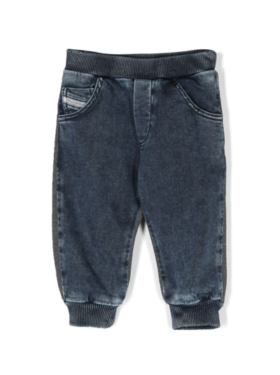 Diesel Babies' Panelled Cotton Track Pants In Blue