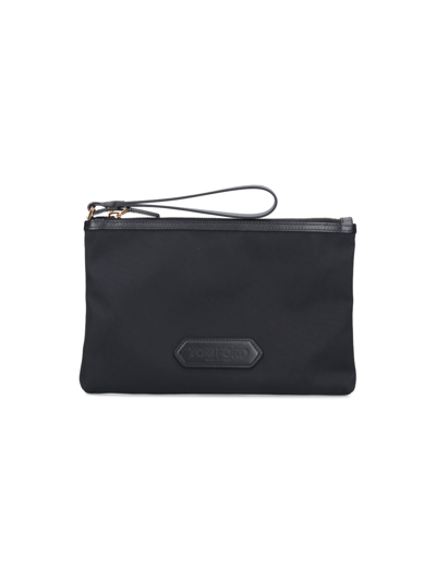 Tom Ford Logo Pouch In Black  