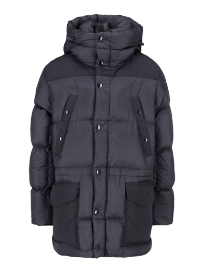 Burberry Maxi Hooded Down Jacket In Black  