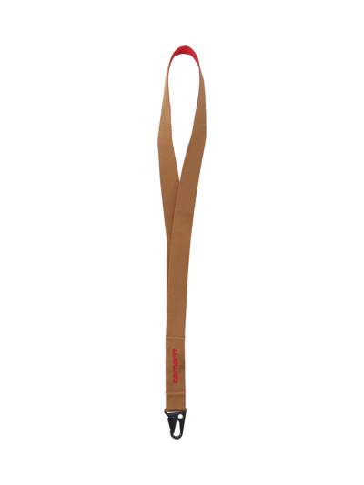 Carhartt Wip Mens Hamilton Brown Cherry Heston Logo-embroidered Recycled-polyester Keychain Lanyard In Hamilton Brown Cherry