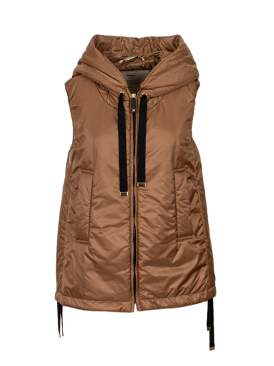 Max Mara The Cube Greengo Hooded Puffer Vest In Beige