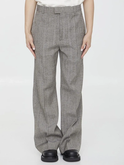 Bottega Veneta Viscose And Silk Flared Pants In Grey