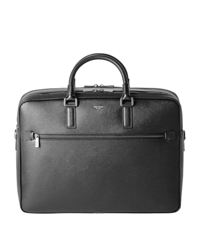 Serapian Leather Double Gusset Briefcase In Black