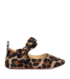 CHRISTIAN LOUBOUTIN LOU BABE SILK LEOPARD PRINT BALLET FLATS