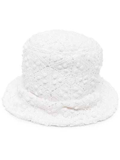 Comme Des Garçons Shirt Crochet-knit Bucket Hat In White