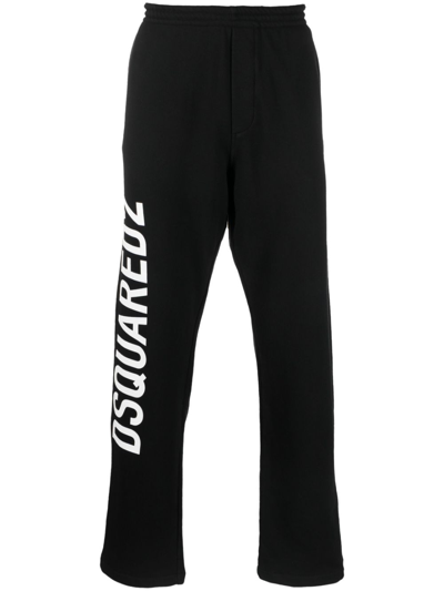 Dsquared2 Logo Cotton Track Trousers In Black