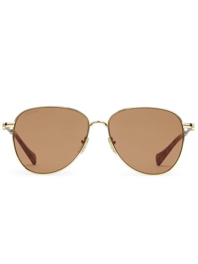 Gucci Navigator Frame Sunglasses In Gold