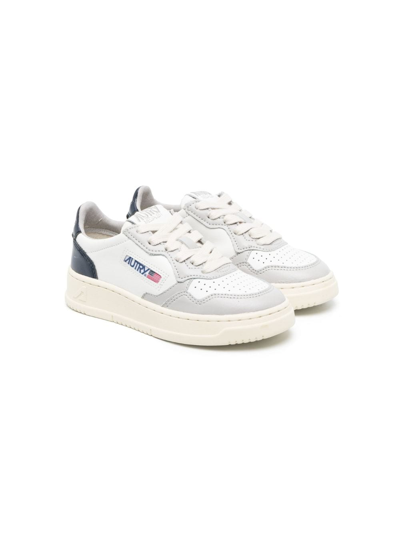 Autry Kids' Panelled Low-top Leather Trainers In White