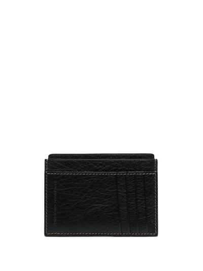 Brunello Cucinelli Grained-texture Leather Cardholder In Black