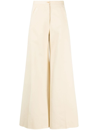 Giuliva Heritage The Paolo Cotton-blend Wide-leg Trousers In Ivory