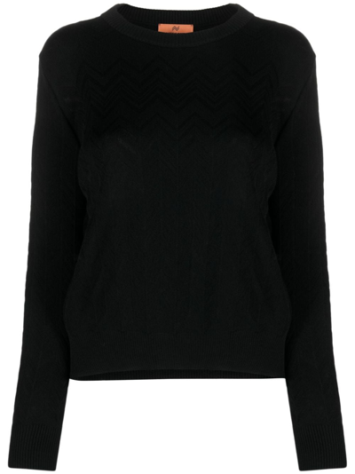 Missoni Long-sleeve Wool-blend Jumper In Black
