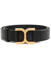 Chloé C-logo Leather Belt In Black