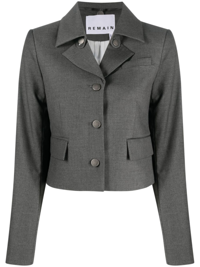 Remain Single-breasted Cropped Blazer In Grey
