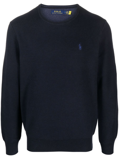 POLO RALPH LAUREN EMBROIDERED-LOGO LONG-SLEEVE COTTON JUMPER