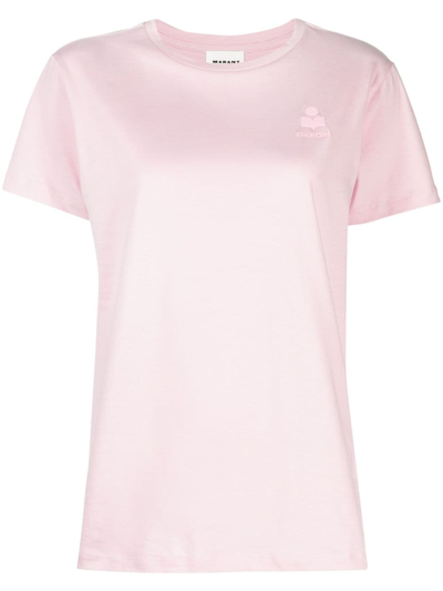 Marant Etoile Embroidered-logo Organic Cotton T-shirt In Pink
