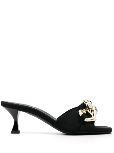 Love Moschino 60mm Chain-detail Leather Sandals In Black