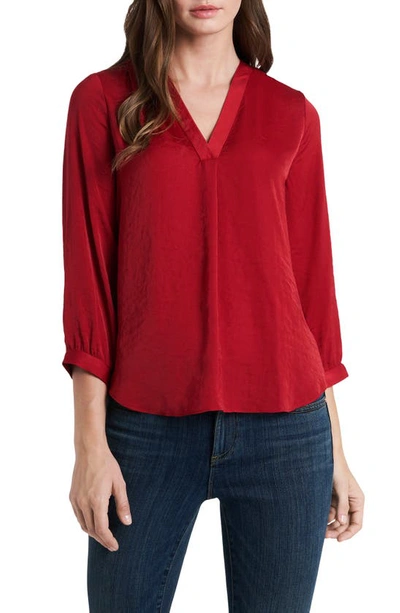 Vince Camuto Rumple Fabric Blouse In Deep Red