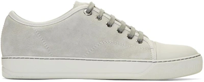 Lanvin Low-top Suede And Leather Trainers In 009 Aged White
