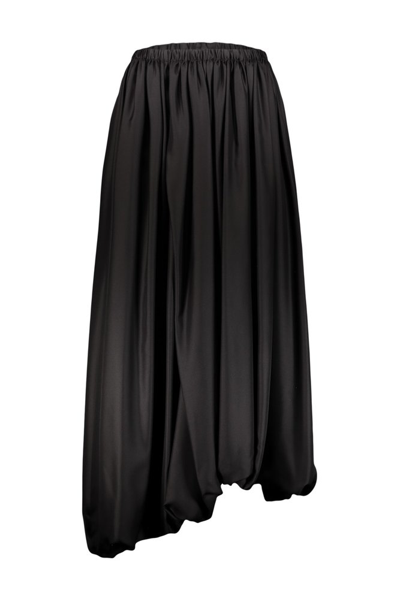 The Row Hana Asymmetric Pleated Silk-twill Maxi Skirt In Blk