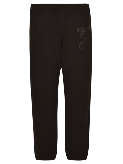 Moschino Logo Printed Elasticated Wasitband Trousers In Black