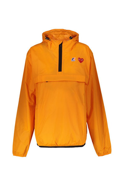 Comme Des Garçons Play Waterproof Hooded Jacket In Orange