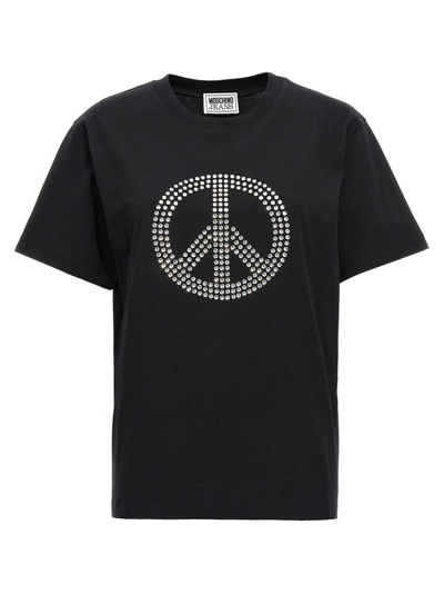 Moschino Embellished Crewneck T In Black