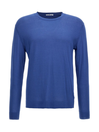 Pt Torino Cotton-silk Blend Knit Jumper In Blau