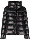 Herno High Collar Long Sleeves Shiny Finish Side Pockets In Black