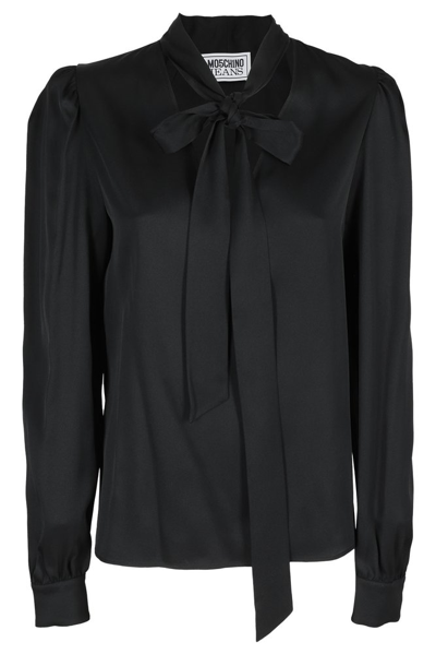 Moschino Pussy-bow Collar Blouse In Black