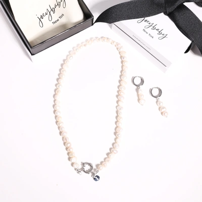 Joey Baby Silver Jackie Pearl Necklace & Jackie Pearl Earrings Set