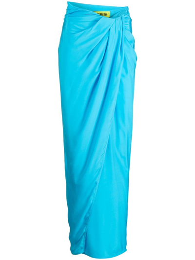 Gauge81 Paita Draped Silk Maxi Skirt In Bright Blue