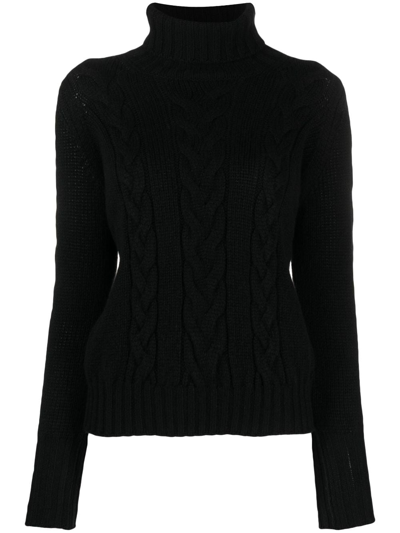 Incentive! Cashmere High Neck Cashmere Cable-knit Jumper In Black