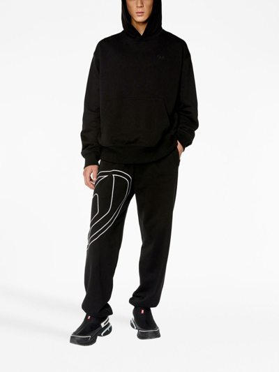 Diesel Logo-embroidered Cotton Track Pants In Black