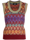 Dsquared2 Jacquard Logo-patch Vest In Brown