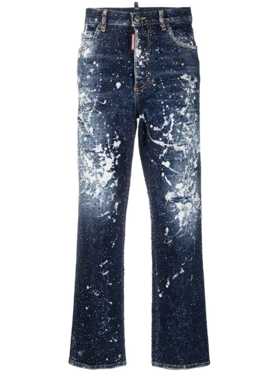 Dsquared2 Embellished Straight-leg Jeans In Blue