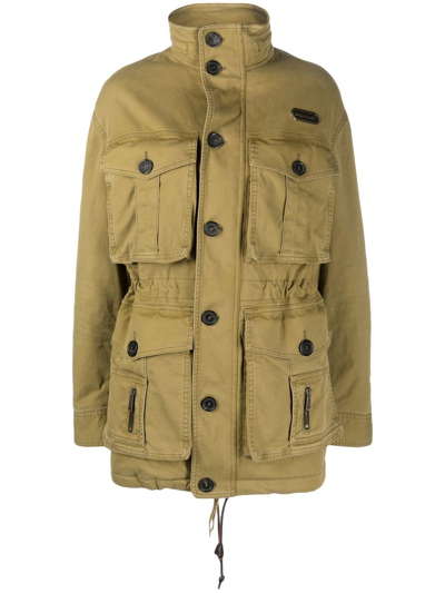 Dsquared2 Multi-pocket Funnel-neck Jacket In Green